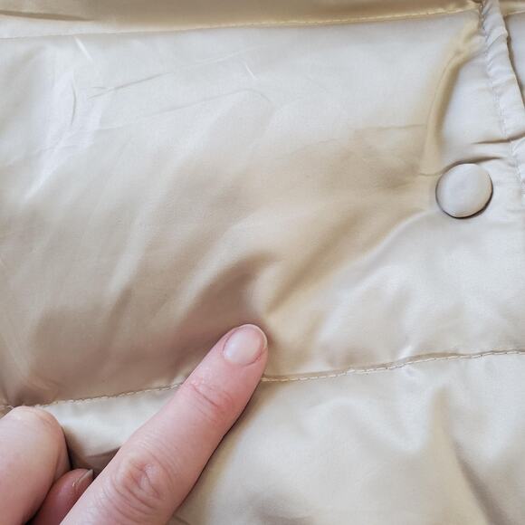 Ann Taylor Jacket Womens Medium Beige Down Puffer Short Coat Fleece Lined - Picture 5 of 11